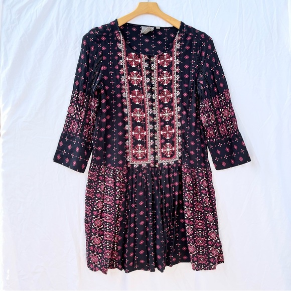 ANTHROPOLOGIE | VANESSA VIRGINIA KALEIDOSCOPE EMBROIDERED MINI DRESS SMALL - Picture 4 of 8
